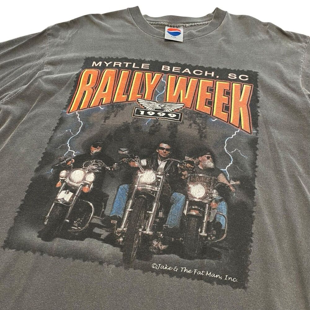 Vintage HD Bike Week Tee Shirt Myrtle Beach Single Stitch USA Made Thunder XL